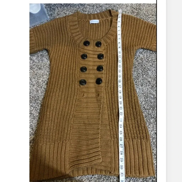 Soft Surroundings Gold Cap Sleeve Front Button Knit Sweater Size Small - Picture 3 of 7
